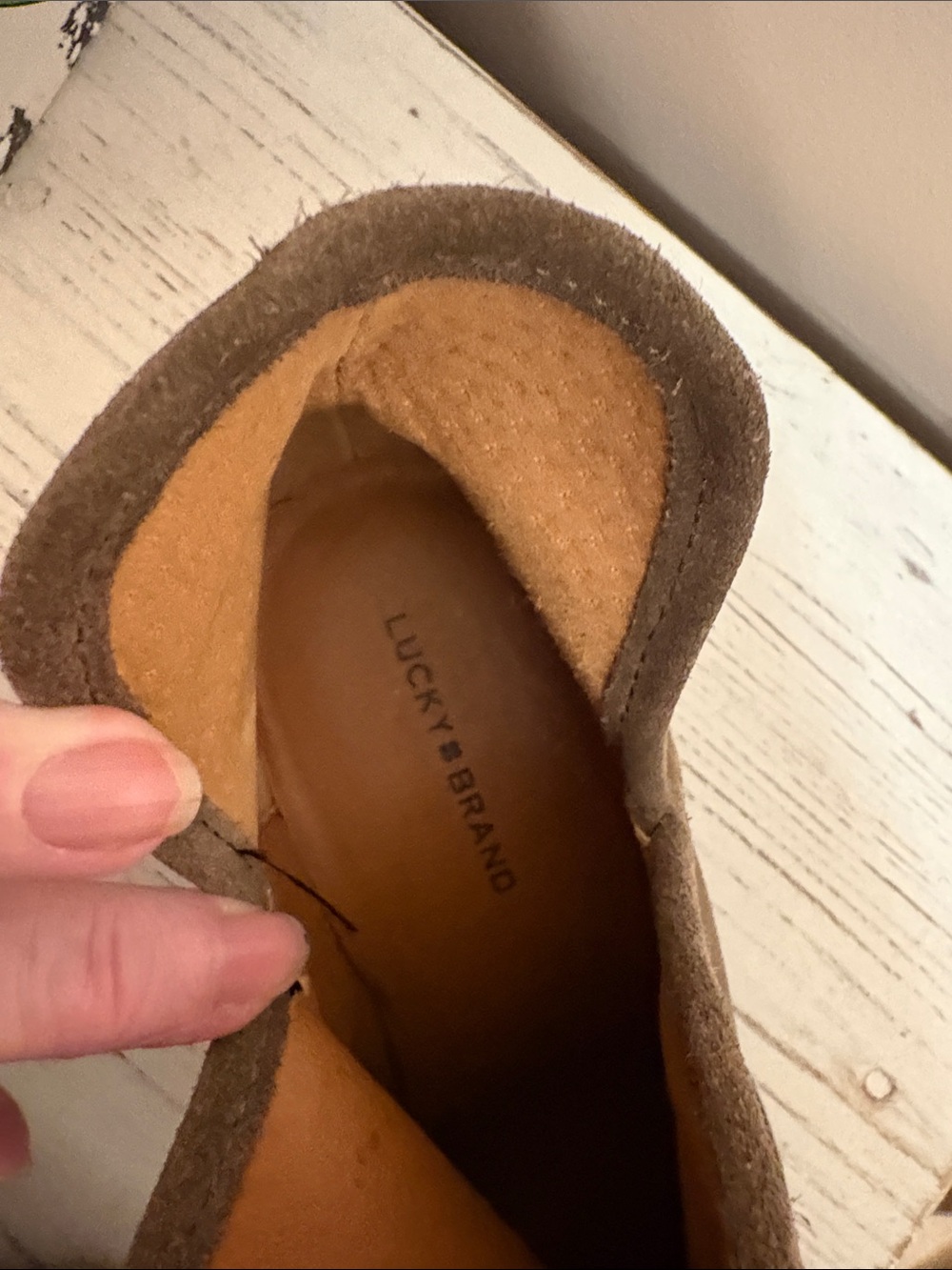 Lucky Brand Taupe Suede Ankle Booties Size 10 - Picture 7 of 7
